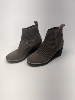 Eileen Fisher Womens Quill Knit Rye Wedge Bootie Sz 7.5